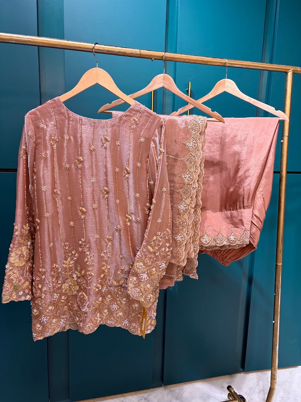 Rose Gold Farshi Shalwar - Mah-E-Noor