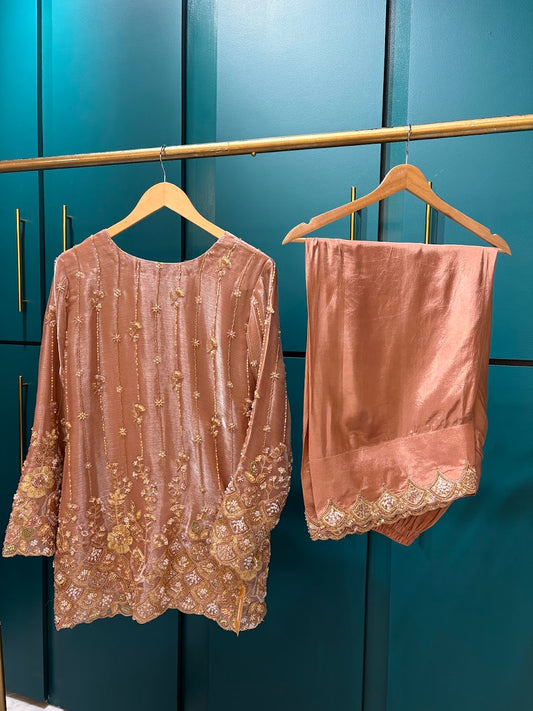 Rose Gold Farshi Shalwar - Mah-E-Noor