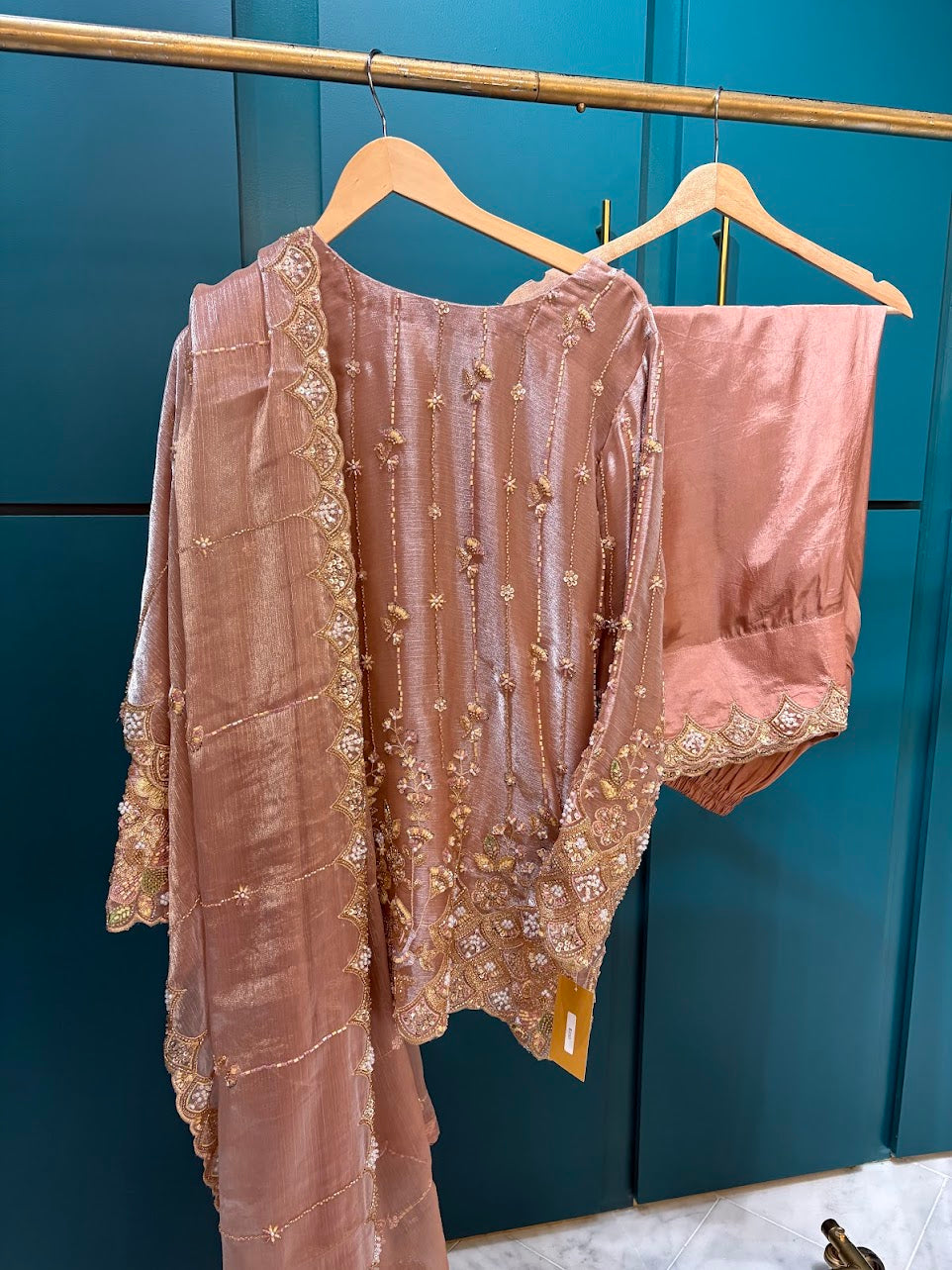 Rose Gold Farshi Shalwar - Mah-E-Noor